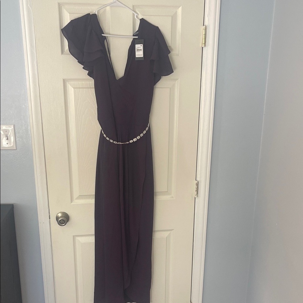 City Chic Purple Maxi Dress with Embellished Waist